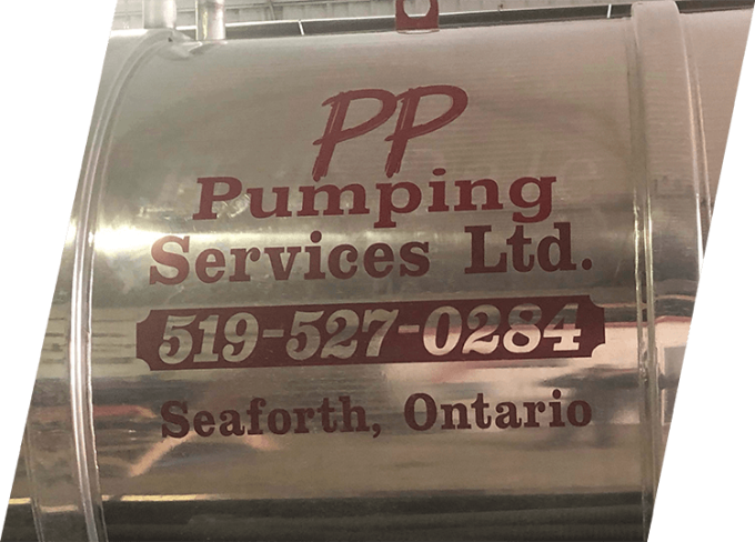 PP Pumping Services Ltd sign in red and grey