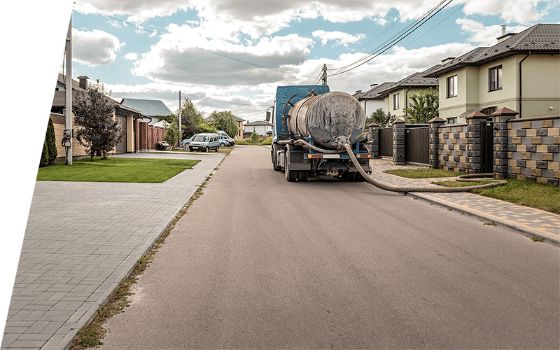 Pumping truck by residential home