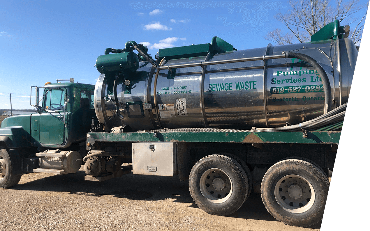 PP Pumping Services Ltd truck green with blue skies in the background